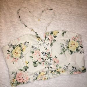 Floral Summer Tube Top Sexy Bralette Laces Zipper